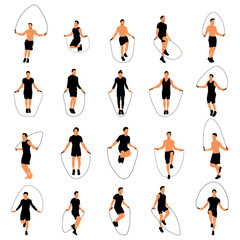 Wall Mural - Sport man jumping rope for weight loss vector illustration design bundle