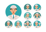 Fototapeta Pokój dzieciecy - Man wearing factory worker uniform. Factory worker Man cartoon character head collection set. People face profiles avatars and icons. Close up image of smiling man.