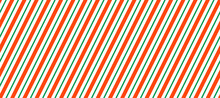 Candy Cane Seamless Pattern. Red And Green Diagonal Stripes Background. Christmas Repeating Decoration Texture. Winter Holiday Lines Backdrop. Xmas Peppermint Package Wrapping Print. Vector Wallpaper