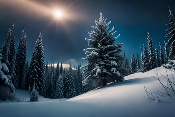 Canvas Print - winter landscape with trees