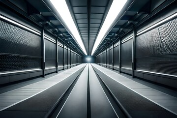 Wall Mural - moving escalator in subway