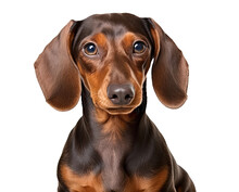 Portrait Of A Dachshund Dog Isolated On Transparent Background
