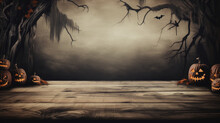 Empty Wooden Table - Halloween Background