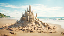 Intricate Sand Castle On The Beach