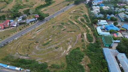 aerial view of offroad circuit trail. aerial view of motocross circuit trail
