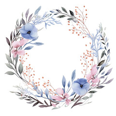 Canvas Print - Floral watercolor illustration of an isolated wreath branch design