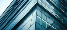 Close-up Glass And Steel Facade Modern Office Building Exterior