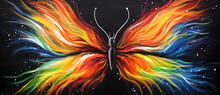 A Painting Of A Butterfly With Multi Colored Wings