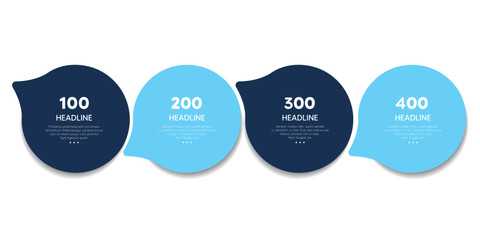 Wall Mural - 4 elements scheme, diagram. four empty connected circles. infographic template.