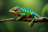 Fototapeta Zwierzęta - chameleon on a branch generated Ai