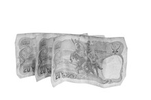 Thai Money 20 Baht On White Background,Rama 9