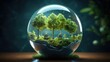 green world in a bubble: delicate ecosystem preservation concept - perfect for environmental awareness campaigns and earth day promotions