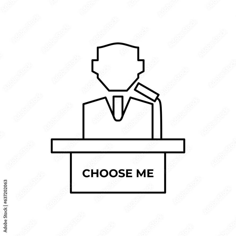 Political campaign speech on pulpit in outline icon style. Vector ...