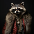 close up of a raccoon,  model, style, art, studio