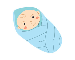 Newborn baby, wrapped in blanket. Cute infant boy