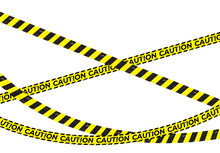 Danger, Caution And Warning Tapes With Grunge Effect. Black And Yellow Police Stripe Border. Crime Vector Illustration.