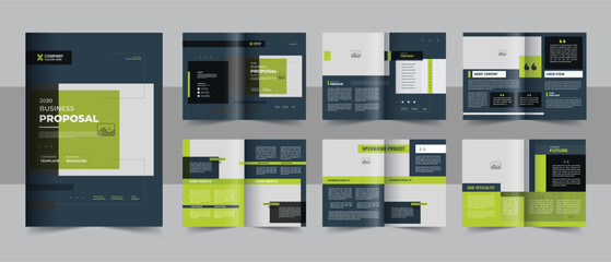 Wall Mural - Business brochure template design layout, Multipurpose brochure template with cover, back and inside pages, minimal business brochure template design