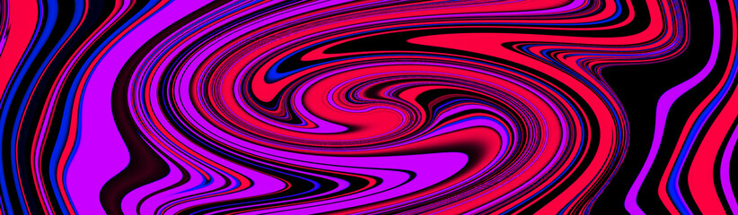 Wall Mural - Multicolor glowing twisted lines on black background. Shiny neon fractal. Blurred motion. Abstract psychedelic illustration	
