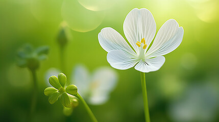 Wall Mural - A close-up of white clover against a blurred background.