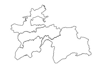 Naklejka na meble Outline Sketch Map of Tajikistan With States and Cities