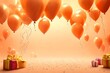 Beautiful happy birthday light orange color Background With orange Balloons.