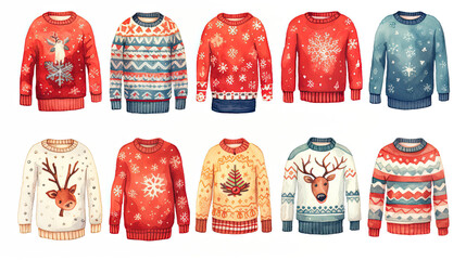 Wall Mural - Set of warm Christmas sweaters. Generative AI