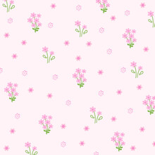 Pink Flowers For Cute Floral Background, Summer Wallpaper, Sweet Fabric Print, Banner, Social Media Post, Poster, Ad Template, Cute Pattern, Nature And Garden Backdrop, Garment And Textiles.
