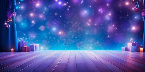 Wall Mural - Wall mock up with copy space decorated in Christmas style, banner festive