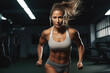 © wolfhound911 - Sportswoman running and doing strength training in a studio