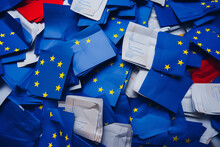 A Pile Of Voting Cards From Various European Countries Symbolizes The Collective Decisions Made During The European Elections