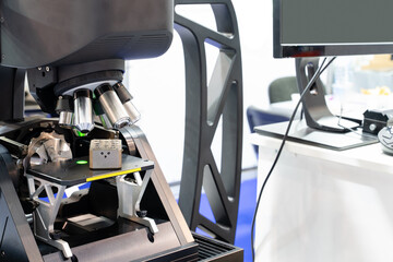 Leinwandbilder - Optic machine for precise measurement of part size and quality evaluation. Smart factory.