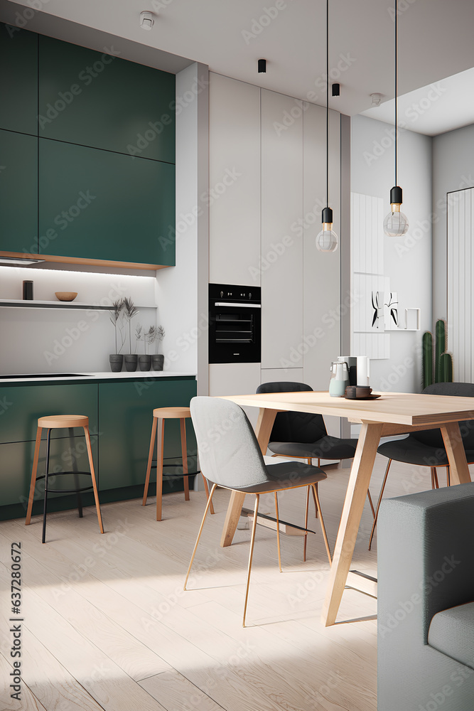 Scandi style kitchen interior in modern house. Stock Photo | Adobe Stock