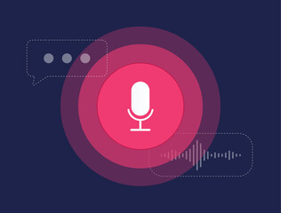 Wall Mural - voice search concept. ai voice recognition technology. virtual voice assistant vector illustration i