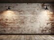 large white mockup of an empty room with brick walls and wooden ceiling,in the style of light black, rustic still lifes,recycled,realistic lighting, vintage-inspired, commission for, industrial design
