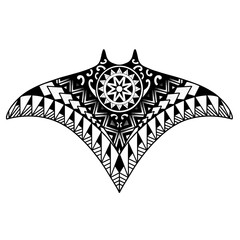 Wall Mural - Stingray polynesian tattoo design. Aboriginal samoan style. illustration EPS10