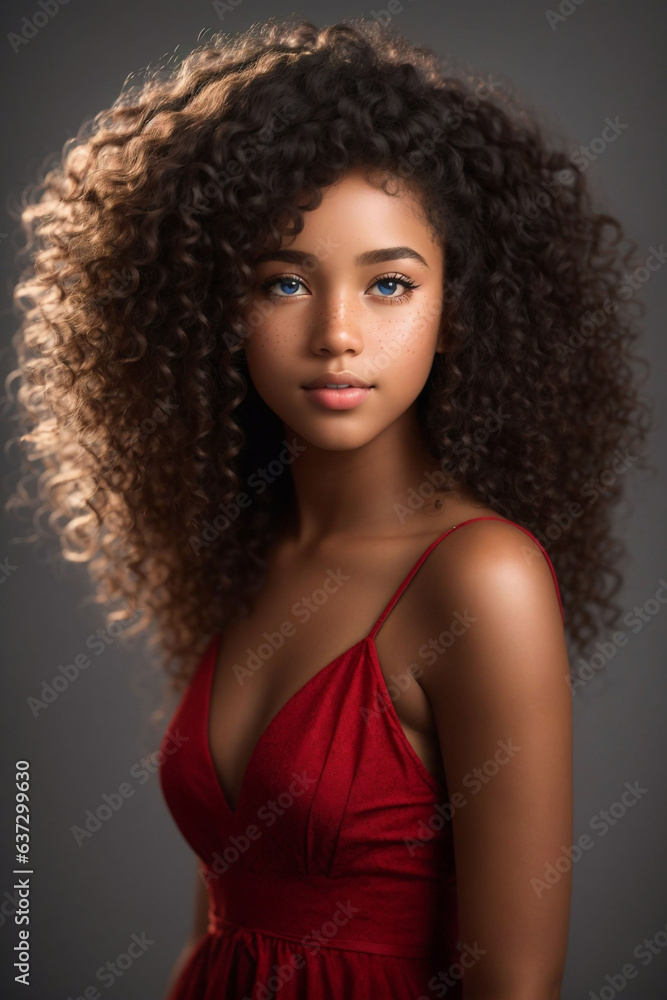 Character portrait of a Beautiful young african american woman with an ...