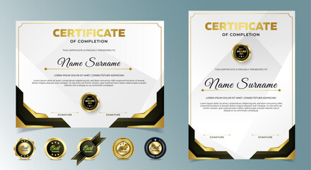 Wall Mural - Professional diploma certificate template in modern style. certificate with gold badges. vector	