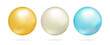 © Diana Kovach - Realistic 3d glossy natural sea pearl. Spherical beautiful 3d color pearls, jewel gems, natural round shapes, jewelry element, romance or love symbol. Vector illustration isolated on white background