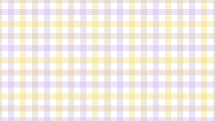 Sticker - Beige, purple and yellow plaid fabric texture as a background