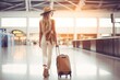 Girl Jump In A Beachwear On At The Airport. Airport Fashion, Highfashion Beachwear, Travel Looks, Airport Style