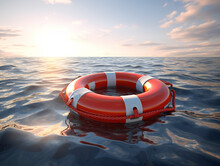 Lifebuoy, Lifebelt At Sea