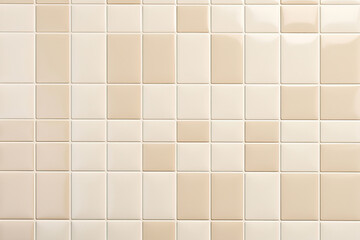 Wall Mural - Cream light ceramic wall and floor mosaic in a bathroom