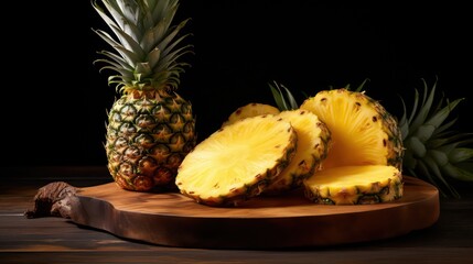 Sticker - pineapple on a wooden board