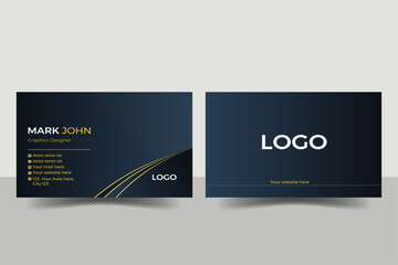 Creative or modern Business & visiting card blue black and golden color text.