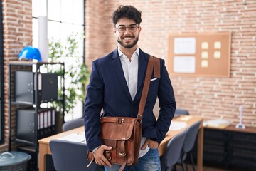 Sticker - Young hispanic man business worker smiling confident standing at office