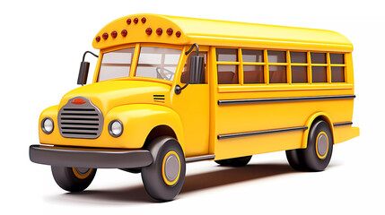 Wall Mural - Yellow School Bus 3D Cartoon-Style