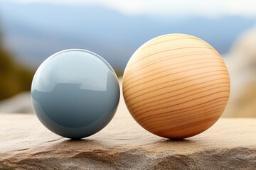 Poster - A couple of eggs sitting on top of a rock. Generative AI image.