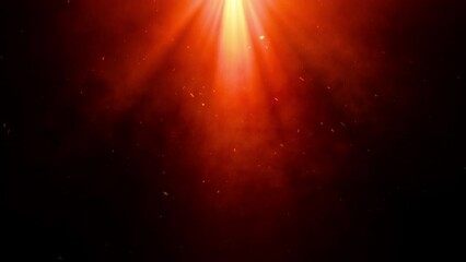 Wall Mural - loop center top red orange optical lens flares light radial shine ray animation art with cloud and g