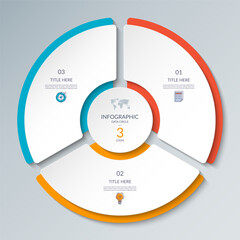Wall Mural - vector infographic circle. cycle diagram with 3 steps. round chart that can be used for report, busi