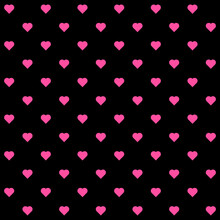 Seamless Background With Hearts,pink Heart On Black Background, Beautiful Heart Pattern Background, Heart Seamless Pattern, Heart Backdrop.